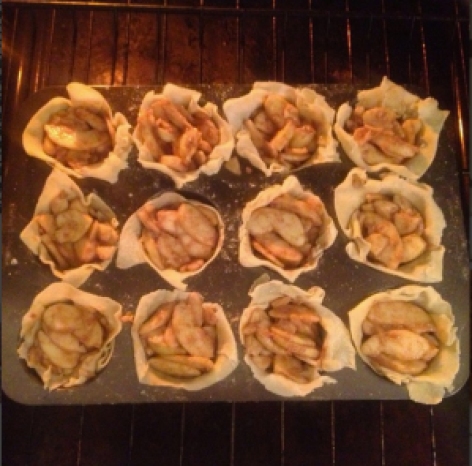 Apple Tartlettes going into the oven